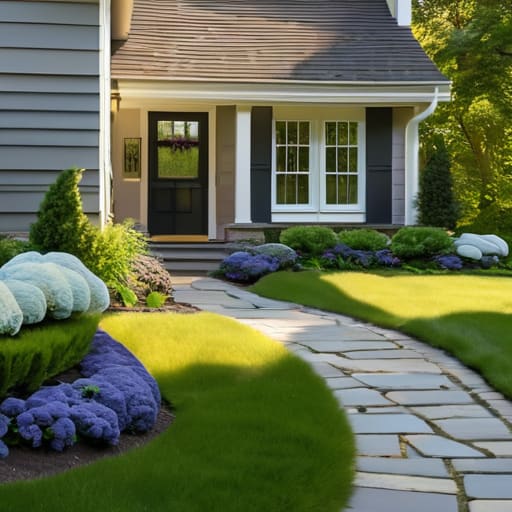 Modern garden landscaping for home curb appeal.