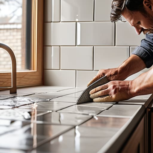 Installing kitchen backsplash tiling methods.