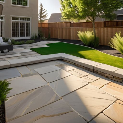 Stone patio construction for outdoor use.