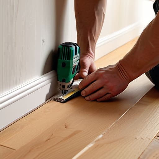 Professional skirting board installation process.