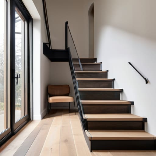 Modern home staircase renovation in progress.
