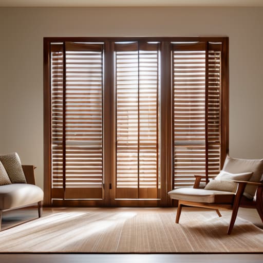 Installing stylish wooden window shutters.