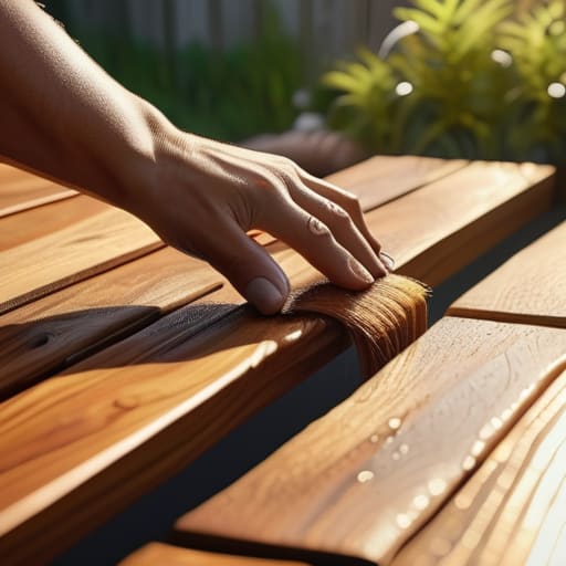 Professional wooden deck staining maintenance.