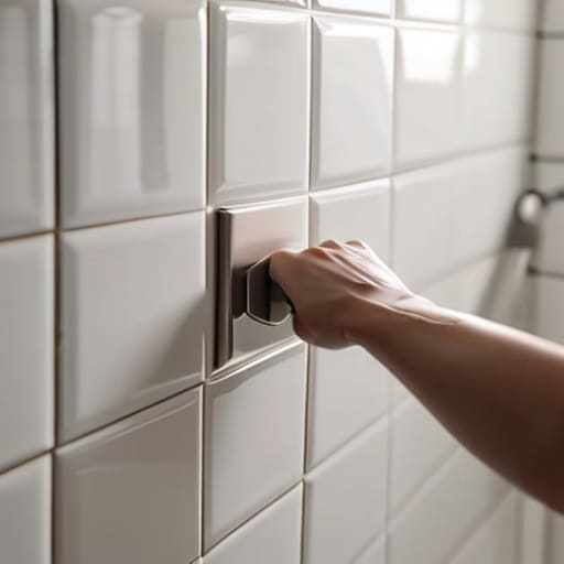 DIY towel bar installation process.