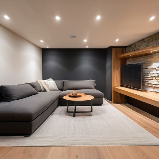 Professional basement finishing for living space.