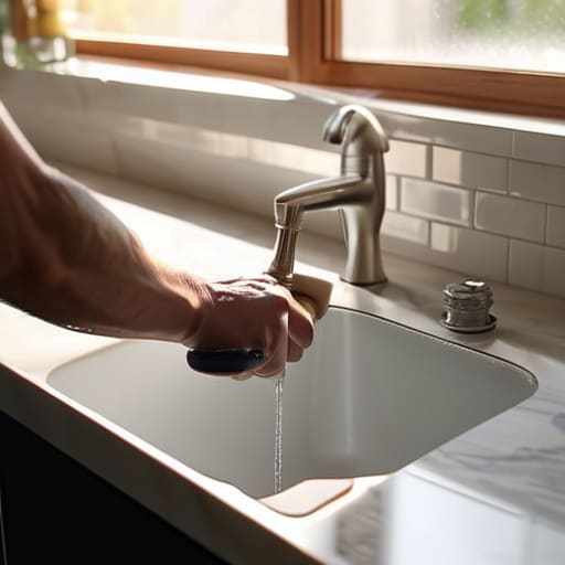 Steps for a kitchen faucet installation.